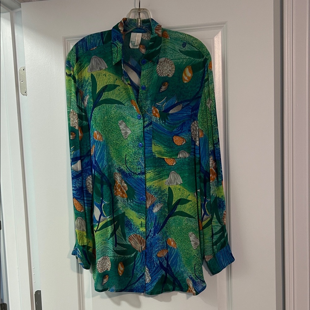 Gottex—Vintage Beach Coverup/Long Sleeved Shirt - size L